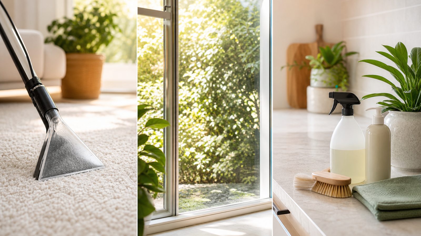 Carpet cleaning, window cleaning and plant based home cleaning supplies