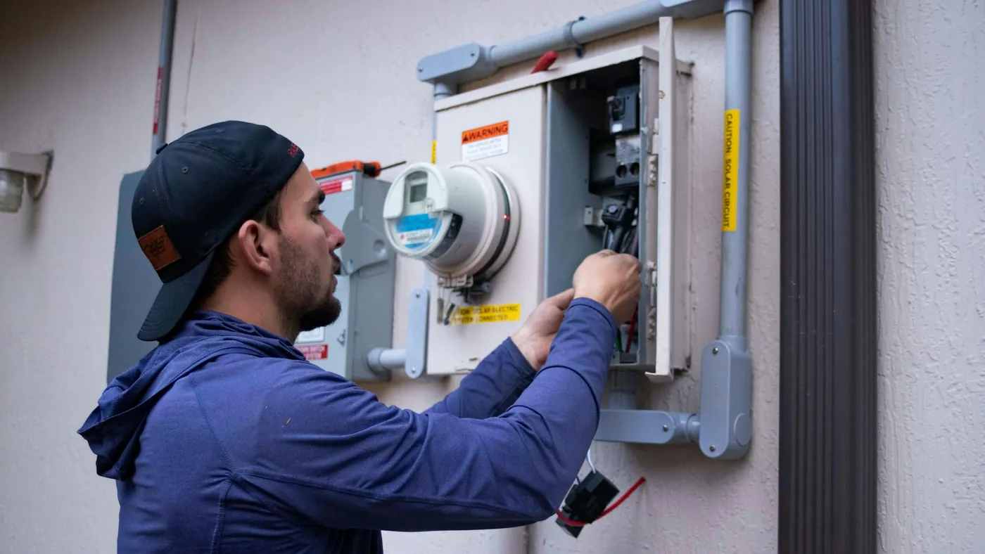 Electrician on a job in South East Brisbane
