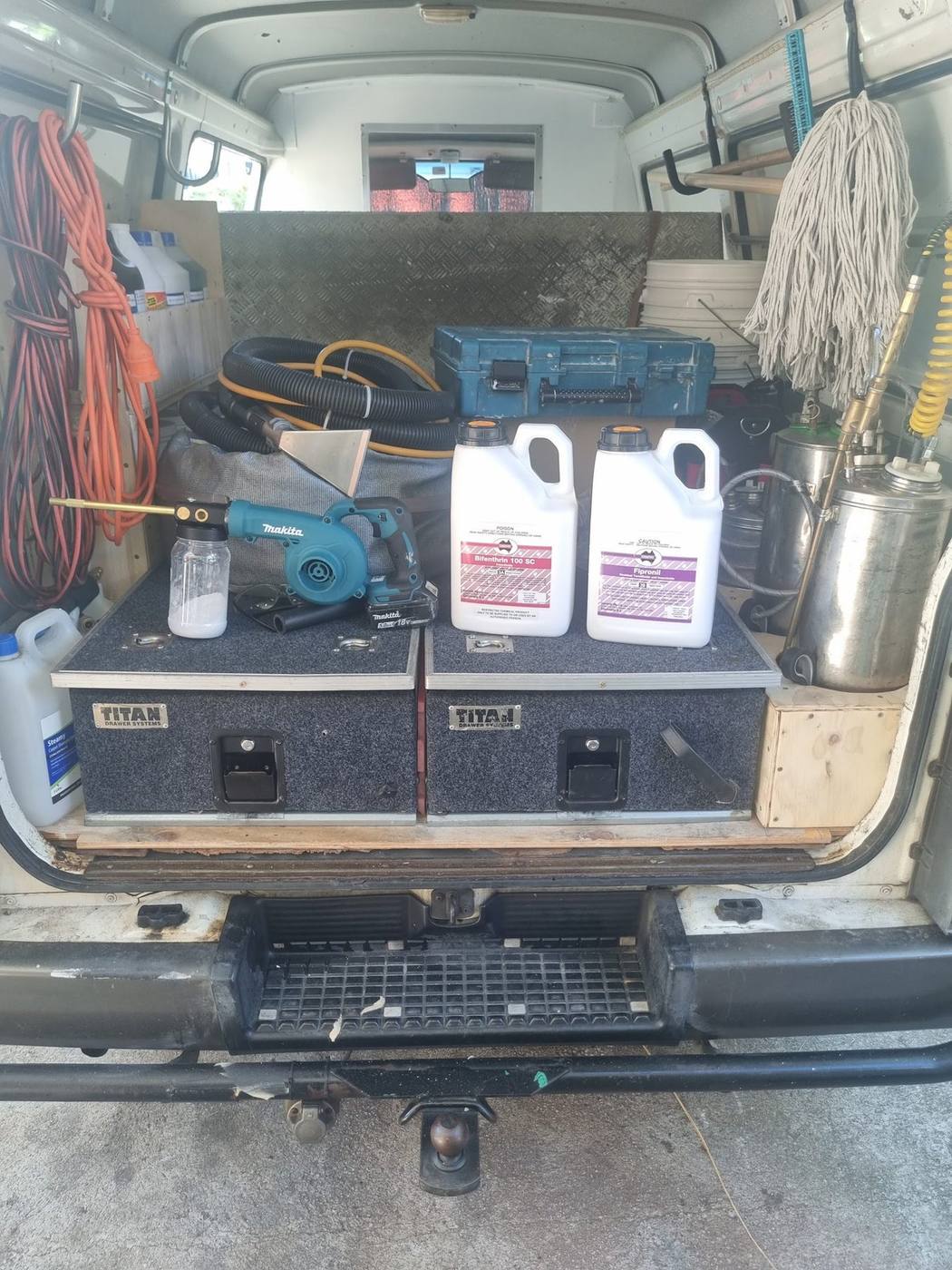 Ticked Off work van stocked with professional pest and carpet equipment