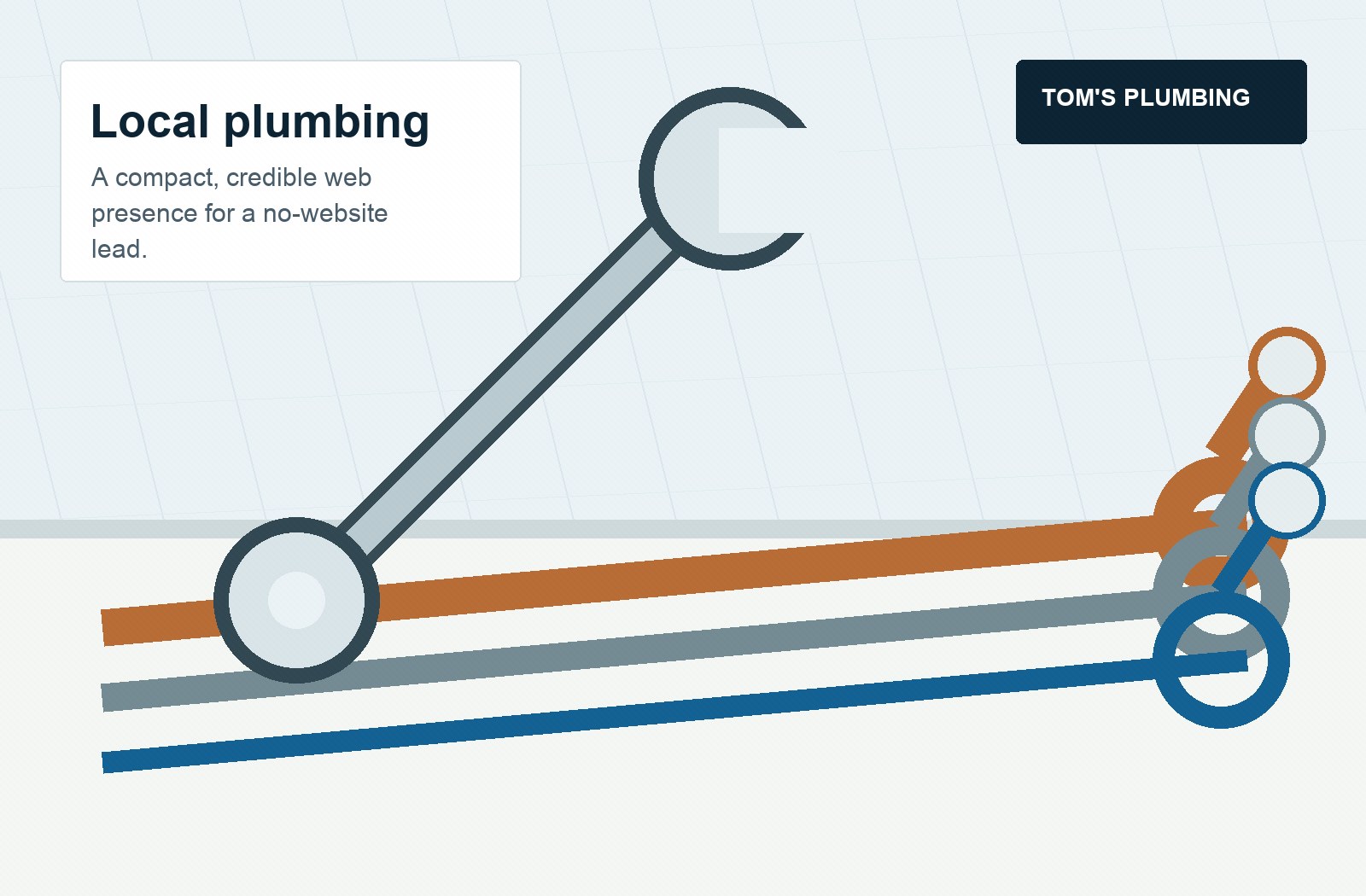 Tom's Plumbing source-aware build artwork