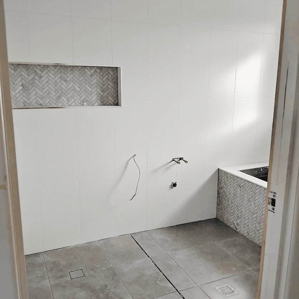 Herringbone finish tile project