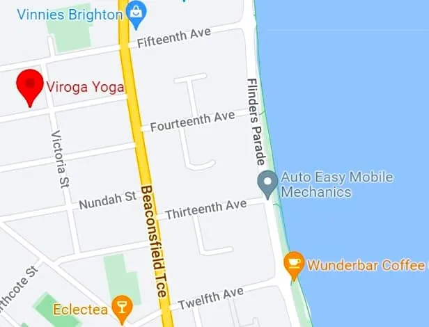 Map showing Viroga Yoga location in Brighton