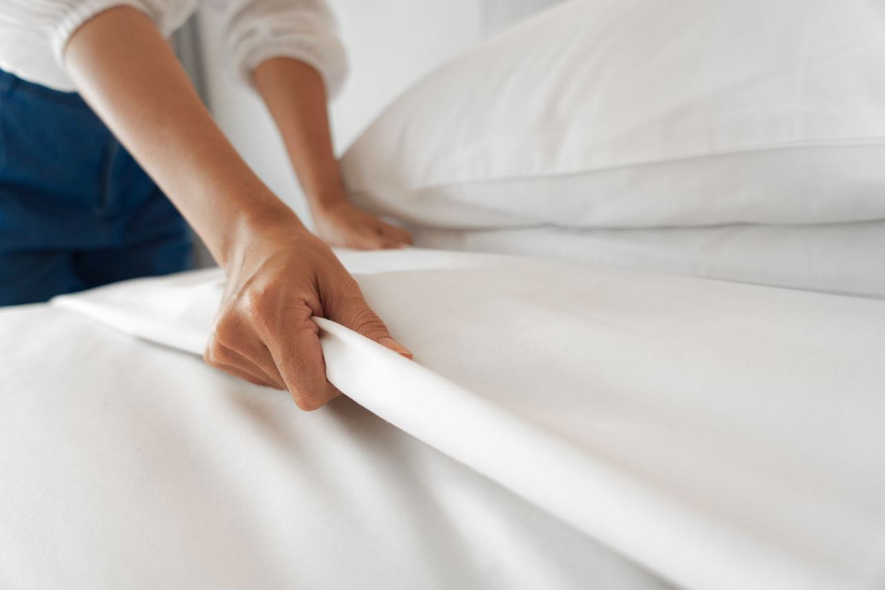Neatly folded fresh linen after a White Glove clean