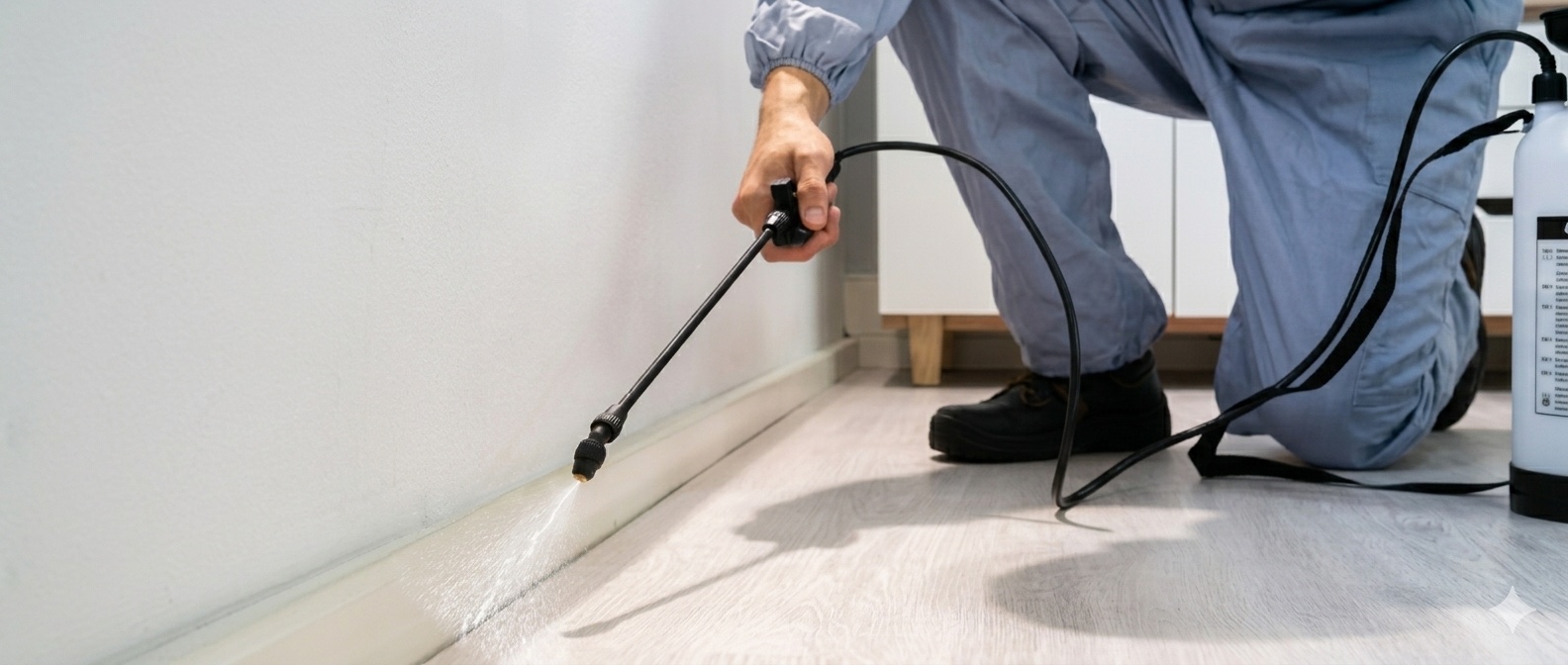 Pest control technician inspecting a Queensland home exterior